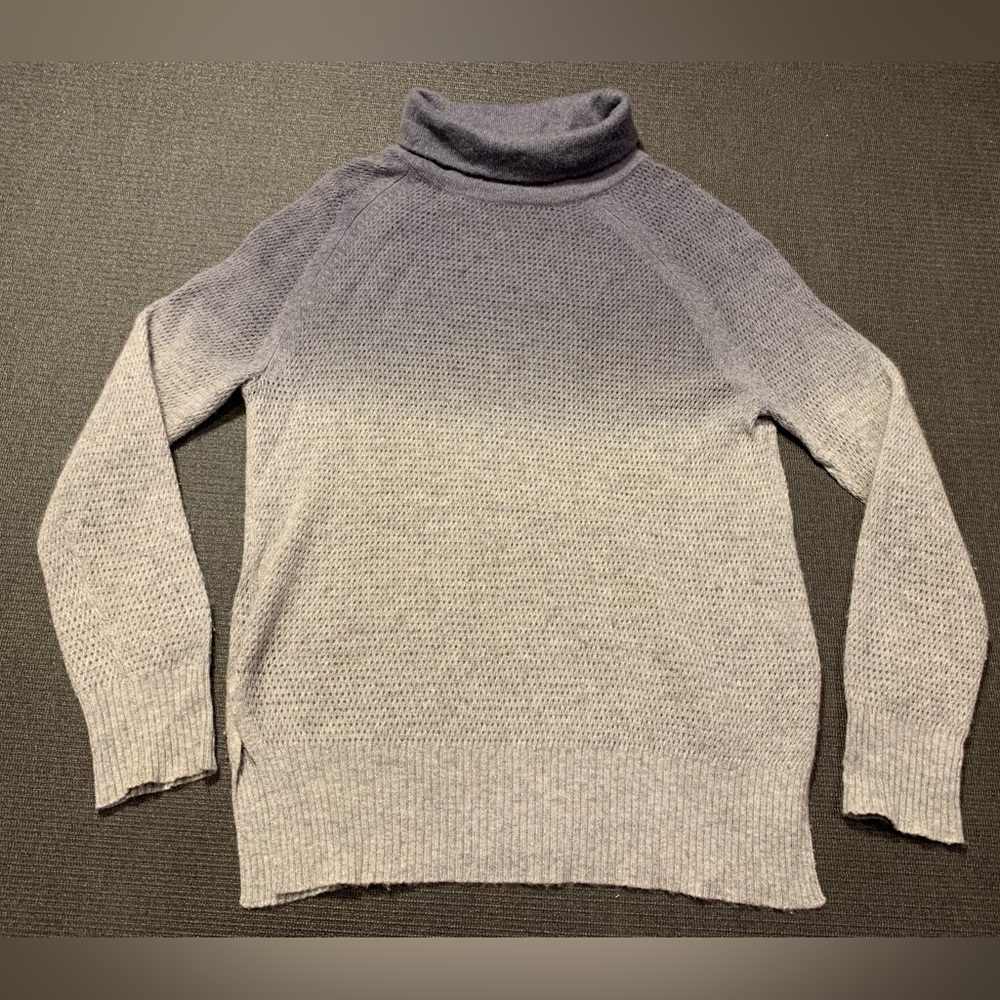 Kokun Ombré Blue Gray 100% Cashmere Women Turtleneck Sweater‎ Size XS